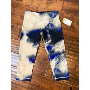 Lululemon White & Blue Marbled Cropped Capri Athletic Pants, Size 6